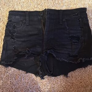 American Eagle Distressed Black Denim Shorts